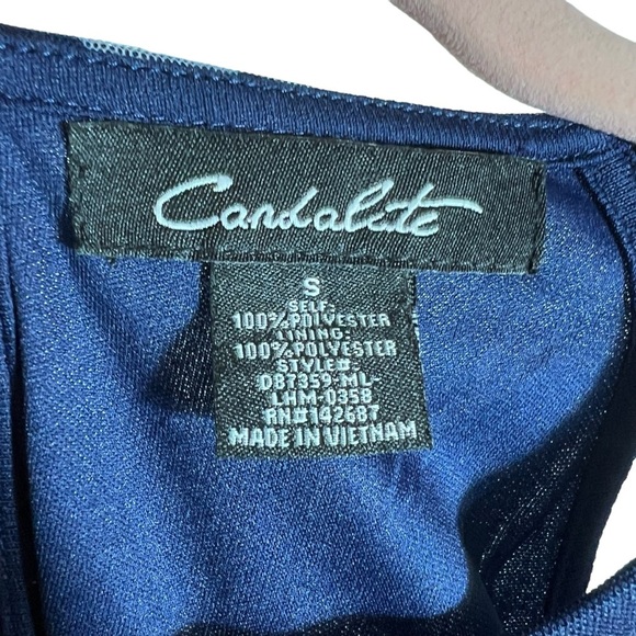 Candalite Navy Blue Polka dot Tulle Sleeveless Maxi Dress, Small - Picture 7 of 8